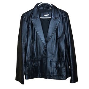 I.e relaxed leather blazer jacket XL
